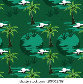 Vector of palm trees and tropical island paradise.background with coconut trees.