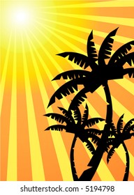 Vector palm trees under an exotic sun