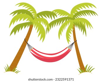 Vector palms with hammock on them flat illustration