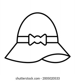 Diseño del icono de contorno de Sombrero de pamela vectorial
