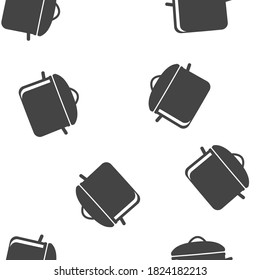 Vector pan icon. Cooking symbol seamless pattern on a white background.