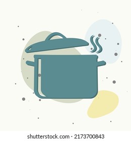 Vector pan with steam on multicolored background. Layers grouped for easy editing illustration. For your design.