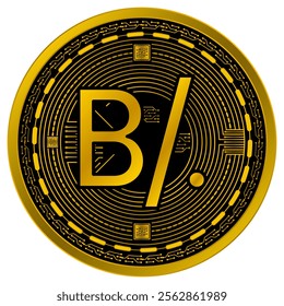 Vector of Panama Balboa Digital Currency in gold and black colors on a white background.