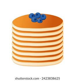Vector Pancake with blueberries. Pancake Day. Isolated on a white background. Flat style.