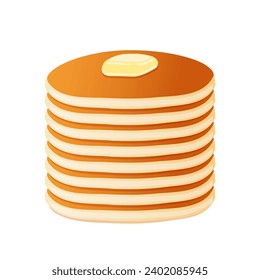 Vector Pancake with butter. Pancake Day. Isolated on a white background. Flat style.	