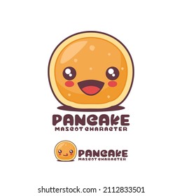 vector pancake cartoon illustration, with a happy expression, suitable for, logos, prints, stickers, etc, isolated on a white background.