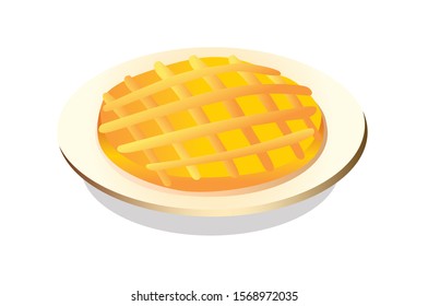 Vector pancake illustration. Baking with syrup and honey . Breakfast concept