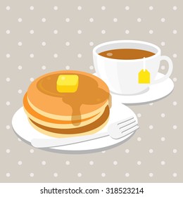 vector pancake and tea,flat design