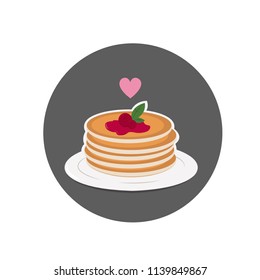 Vector pancakes in a round isolated on white, in flat style. Background with pancakes, minimalism concept. 
