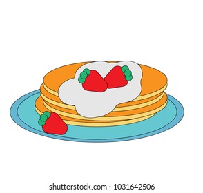 vector pancakes with strawberry