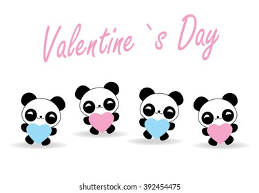 Vector Panda. Panda baby. valentine's day