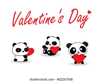 Vector Panda. Panda baby. valentine's day