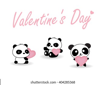 Vector Panda. Panda baby. valentine's day