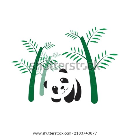vector panda with bamboo, cute panda. Stock photo © 
