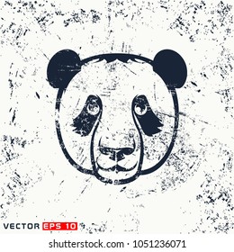 vector panda bear head on grunge background