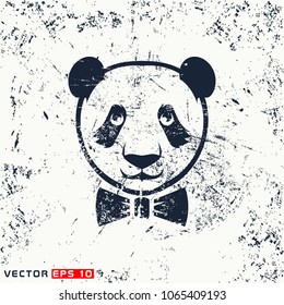 vector panda bear head on grunge bsckground