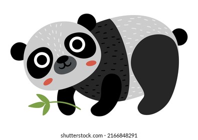 Vector panda bear icon. Endangered species illustration. Cute extinct animal isolated on white background. Funny wild animal illustration for kids. Nature protection concept
