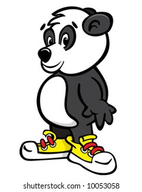 vector of panda bear wearing yellow sneakers