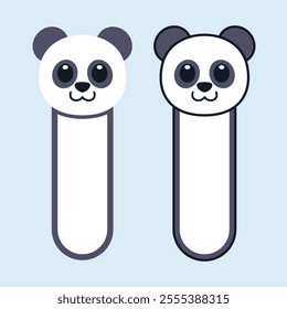 Vector Panda Bookmark Flat Design Illustration