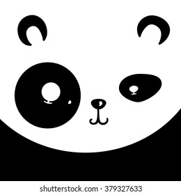 Vector panda card. Cartoon cute animal face