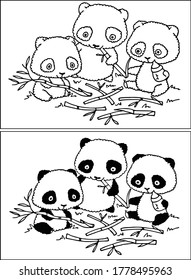 Vektorpanda Cartoon schwarz und was