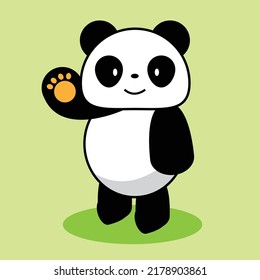 vector panda cartoon green background