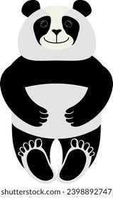 Vector panda character in sitting position.