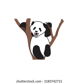 vector panda climbing a tree, can be used for children's magazines, picture books, etc.