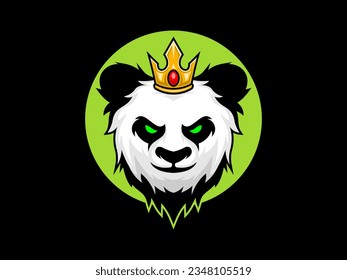 Vector panda crown mascot cartoon vector logo design