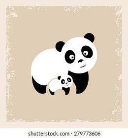 vector panda and cub
