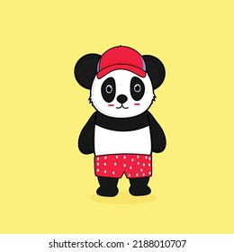 Vector panda. Cute adorable funny vector character. Vector animal. Cartoon panda isolated.
