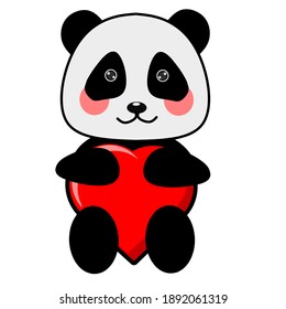 Vector panda cute holding love design 