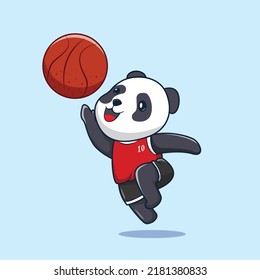 vector panda doing lay-up technique. premium vector basketball game