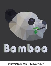 Vector panda eating bamboo logo