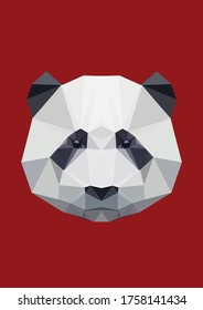 vector panda face polygonal - gradient triangles