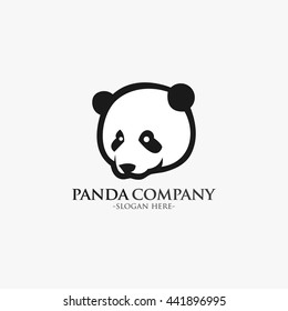 vector of panda head design logo template. flat style design. good for company logo