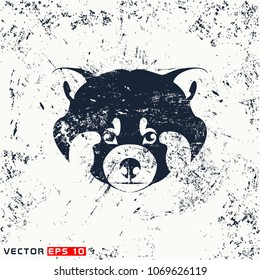 vector panda head on grunge background