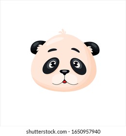 Vector panda head on white background. Cute baby panda's head, flat stock vector illustration. Minimal image