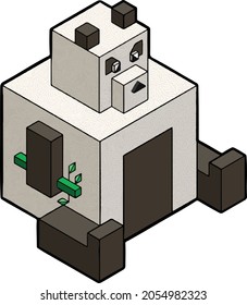 Vector of panda in Isometric Art style.