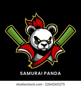 Vector of panda samurai mascot sport or e-sport logo design template