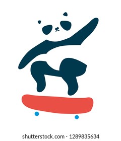 vector panda skateboarding