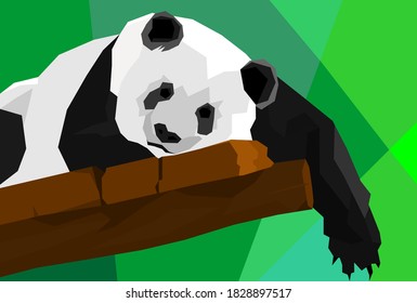 vector de un panda durmiendo sobre una tabla de madera, imagen de fondo 