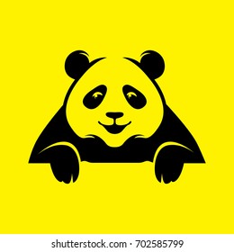 Vector Panda Smiling On Yellow Background