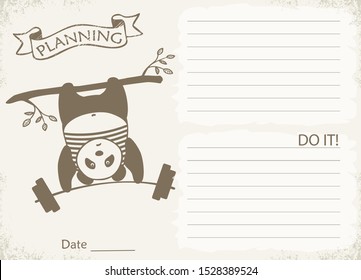 Vector Panda sports. Workout planner, fitness planner, printable planner kit, workout tracker printable.