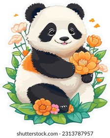 vector panda sticker animal cartoon sticker