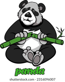 vector pandas eat bamboo illustration design