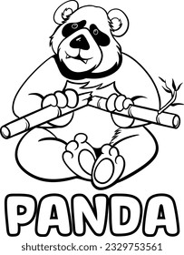 vector pandas eat bamboo illustration design