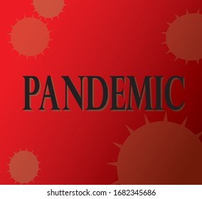 Vektorillustration Pandemischer Text und Virensymbole auf rotem Hintergrund