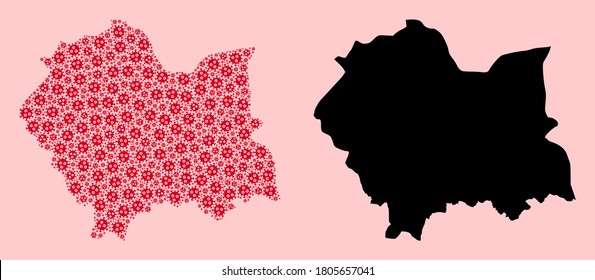 Vector pandemic virus mosaic and solid map of Lesser Poland Province. Map of Lesser Poland Province vector mosaic for health care campaigns and agitprop.