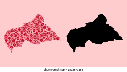 Vector pandemic virus mosaic and solid map of Central African Republic. Map of Central African Republic vector mosaic for doctor campaigns and projects.